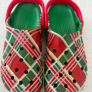 New Crocs Baya Holiday Plaid Clog Christmas Sz Men 12 Women 14 Red/Green/White